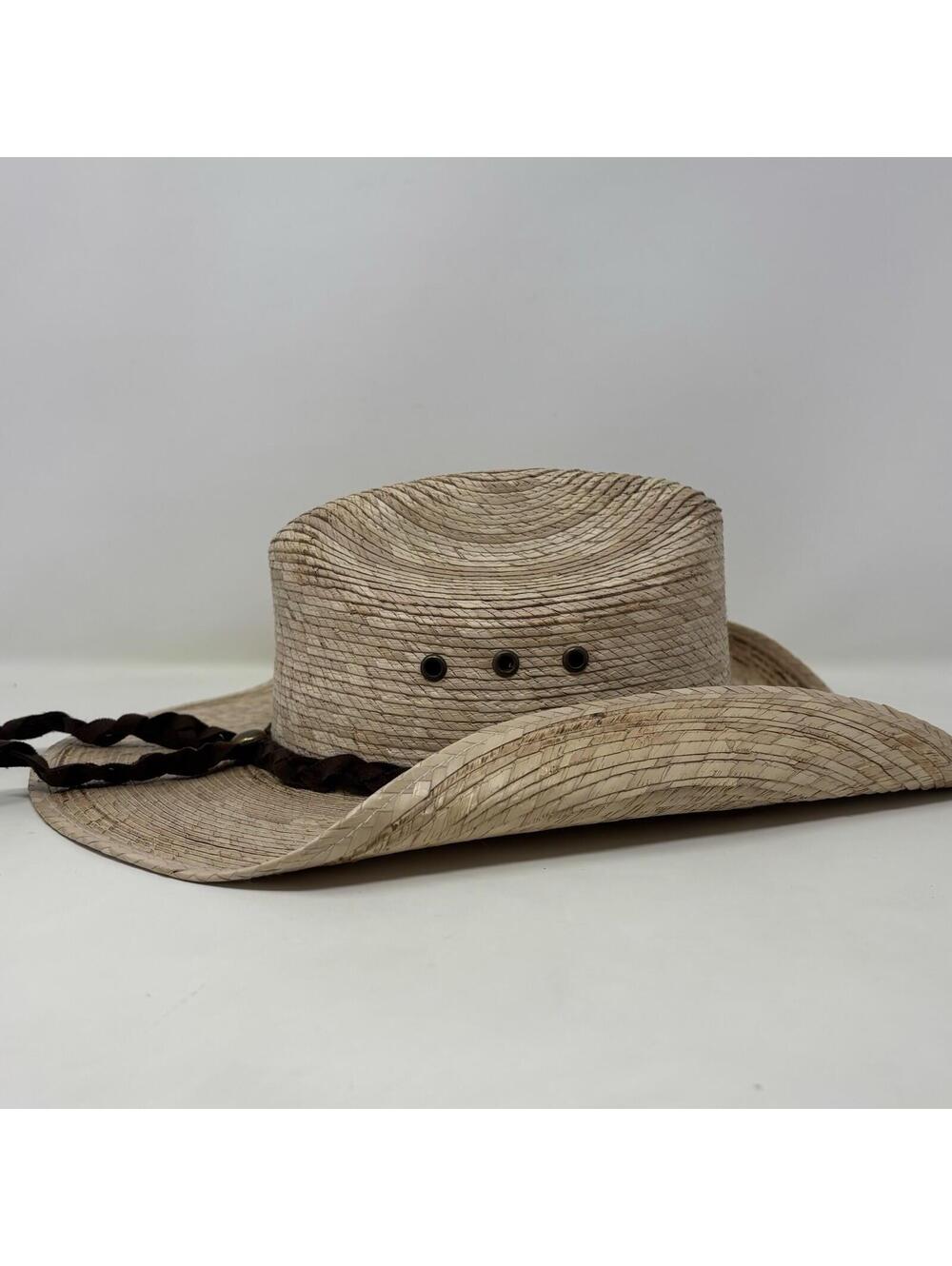 Bullhide Straw Cowboy Hat Youth Pony Express Leather Straps Unisex Western Wear - Picture 7 of 16